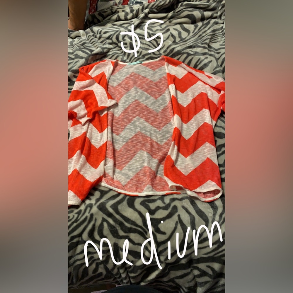 Short sleeve coral cardigan